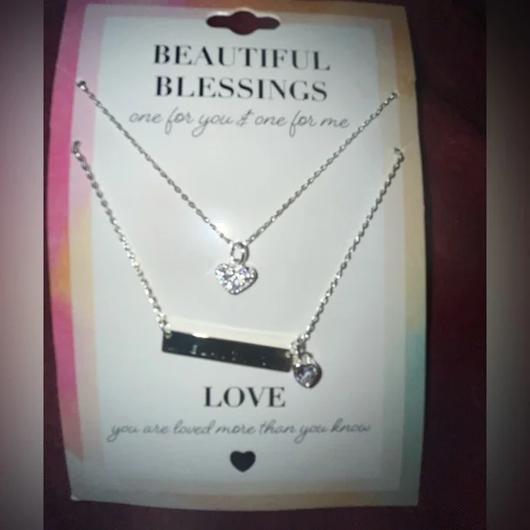 Dainty Silver Necklace Set Engraved Live Laugh Love NWT 2 Pieces Best Friend BBF - Picture 3 of 4